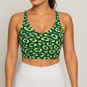 Aerie Offline Goals Leopard Print Plunge Sports Bra Size Medium NWT